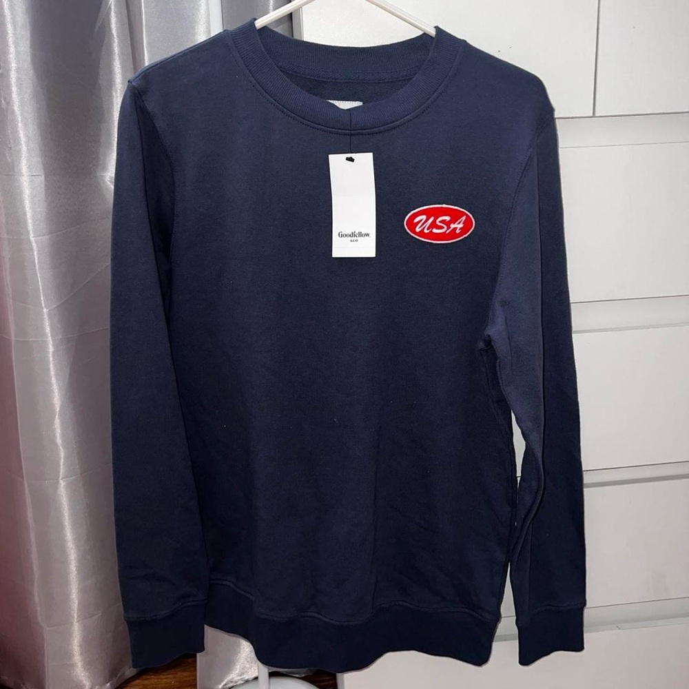 Goodfellow & Co Navy Crewneck with Red USA Patch